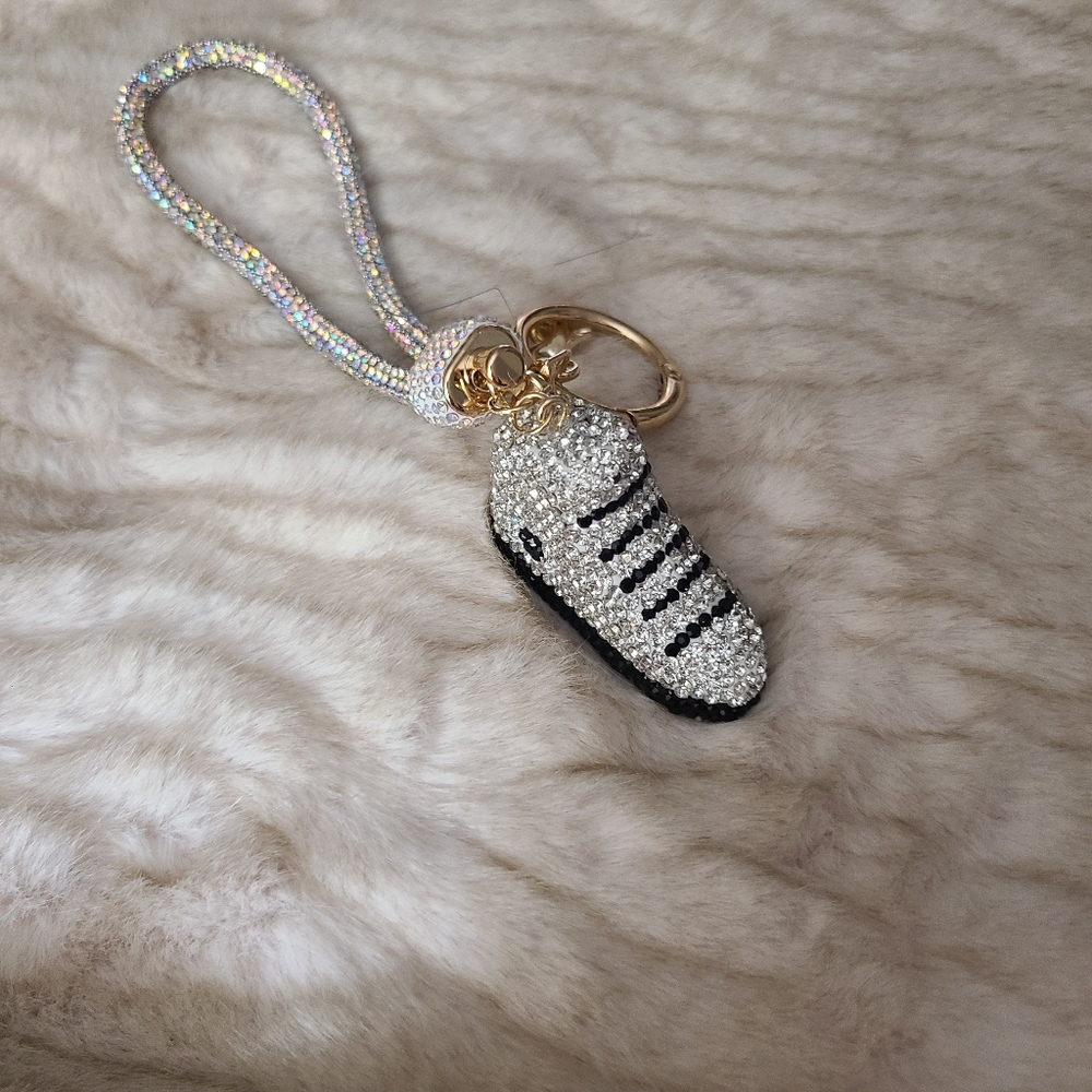Crystal Zebra Keychain with Gold Accents